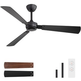 52 Inch Ceiling Fans No Light, Low Profile Ceiling Fan and Remote, Modern Farmhouse Ceiling Fan with Dual-Sided Blades, Reversible Motor, 6 Speeds – Perfect for Bedrooms, Living Rooms, Dining Room