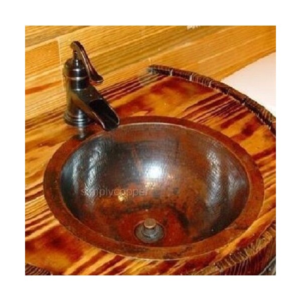 SUMMER SALE 15" Round Copper Bathroom Sink with Lift and Turn Drain