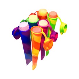 6 Pieces Small Ice Lolly Moulds with Lids Snap On 15 x 5.5 cm, Kitchen Ice Molds, Flexible and Durable, Reusable, Easy to Clean, Colored Popsicles for Kids (Color)