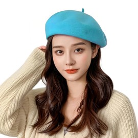 SamHeng French Beret for Women Winter Autumn Hat Ladies Girls Beanies Cap Hats Soft Warm Outdoor Vintage Artist Hat Beanie, Blue