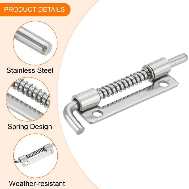 sourcing map Spring Loaded Latch Pin 3.35 x 0.69 Inches,