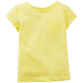 Carter's Baby Girls' Lace Pocket Tee (Baby), Yellow, 6 Months