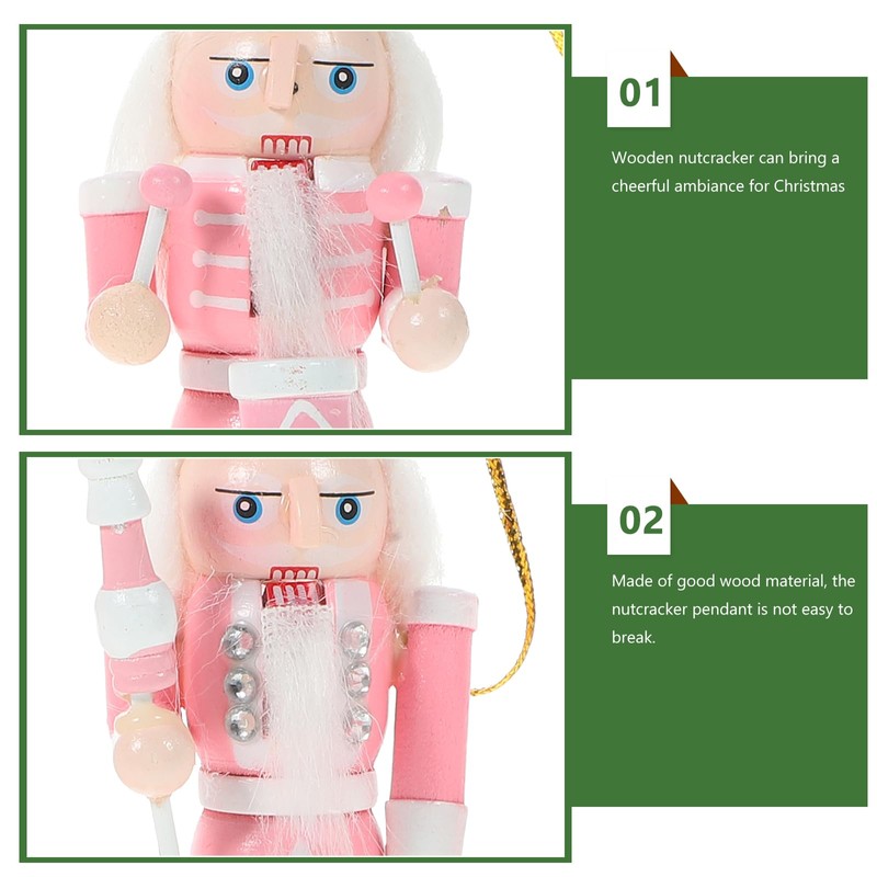 Happyyami 4pcs Pink Christmas Nutcracker Ornaments Candy Soldier Nutcracker Figurines