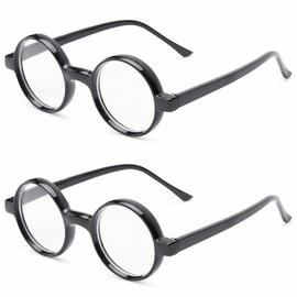 The Cambridge Iris Style Round Reading Glasses, Totally Round +2.00 Black (2), Black