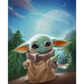 QUITEDEW DIY 5D Diamond Painting, Art Craft Kit for Beginners, Alien Baby Theme, Size 16x12inch