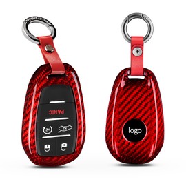 T-carbon Real Glass Fiber Key Fob Cover Compatible with Alfa Romeo Giulia Stelvio Tonale Smart Car Remote Key Fob Case, 4 5 Buttons, Red
