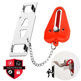 Portable Door Lock Travel Lock Solid Heavy Duty Lock Perfect for Traveling, AirBNB, Hotel, Home,Apartment,School, Prevent Unauthorized Entry Add Extra Lock for Additional Safety and Privacy