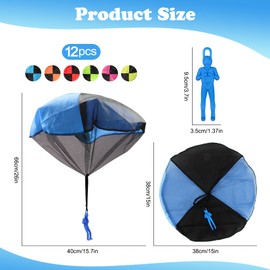 JurciCat Pack of 12 Parachute Toy Parachute Children Outdoor Toy Games for Children Party Bags Children's Birthday Party Favours