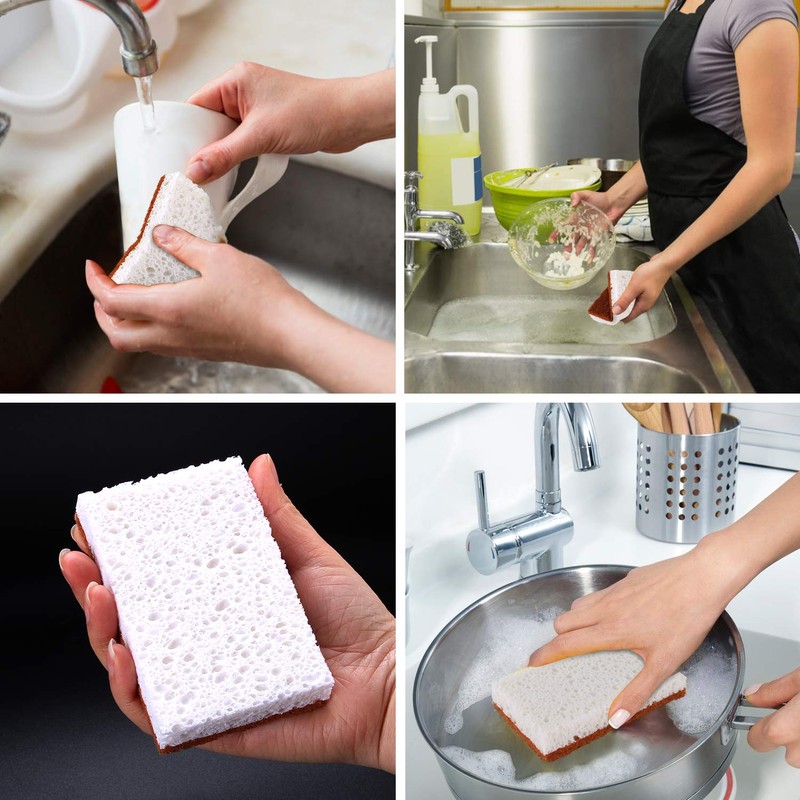 Natural Plant Based Scrub Sponge 12 Pack, Palm Fiber Scrubbing