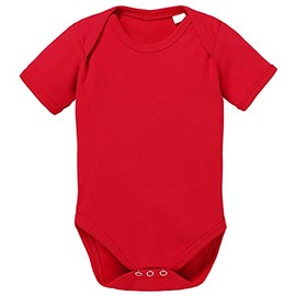 BOLANI Baby Romper Bodysuit Made from Organic Cotton for Boys and Girls from 0-12 Months and Also Available in a Pack of 5 - Red - 0-3 Months