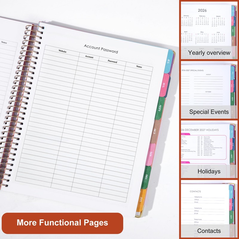 Planner 2026-2027, Leather Two-Tone Planner, 18 Month Weekly and Monthly