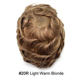 RESHE Hair Piece For Mens Toupee Human Hair Full PU Skin Toupee For Men Hair Replacement Systems Hairpieces Soft Hair Piece For Men7X9-110% Density#20R Light Warm Blonde