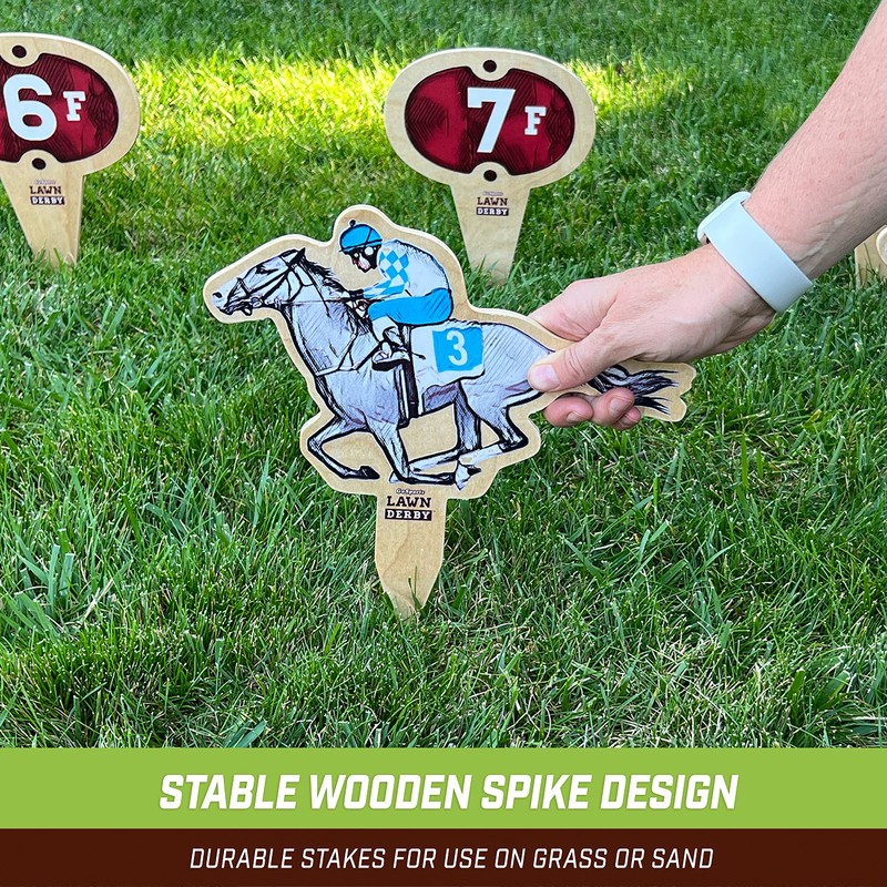 GoSports Lawn Derby Outdoor Horse Race Dice Game - Includes