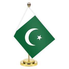 Pakistan Desk Flag,12 inch Tall Small Pakistani Indoor Banner,Tiny Printing Decor For Office Home Table