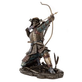 Top Collection Japanese Samurai Archer Statue - Yayoi Bushido Solider Sculpture in Premium Cold Cast Bronze - 8.5-Inch Collectible Figurine