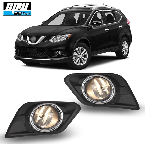 CPW Compatible with [2014 2015 2016 Nissan Rogue] Clear Lens Bumper Driving Fog Lights Pair + Wiring + Switch Kit
