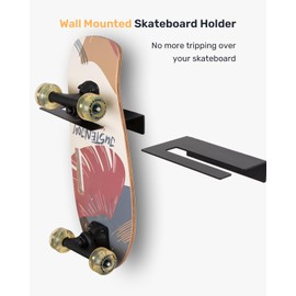 RoakyRoasy Skateboard Wall Mount Holder 2 pcs, Thick Steel Hanger for Horizontal Display of Any Type of Skateboards, Includes Hardware