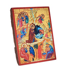 NKlaus Birth of Jesus Christ Christmas Christian wood icon 16x12,5 handmade 37032