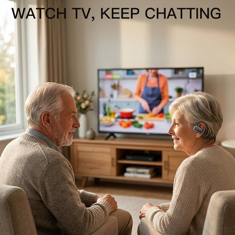2.4GHz Wireless TV Headphones for Seniors, Open-Ear Hook Design for