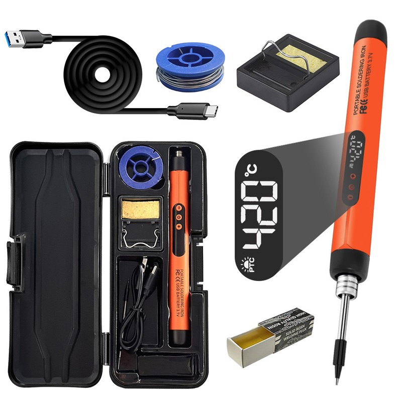 Cordless Soldering Iron Kit for Electronics Repair – Adjustable 300–450°C