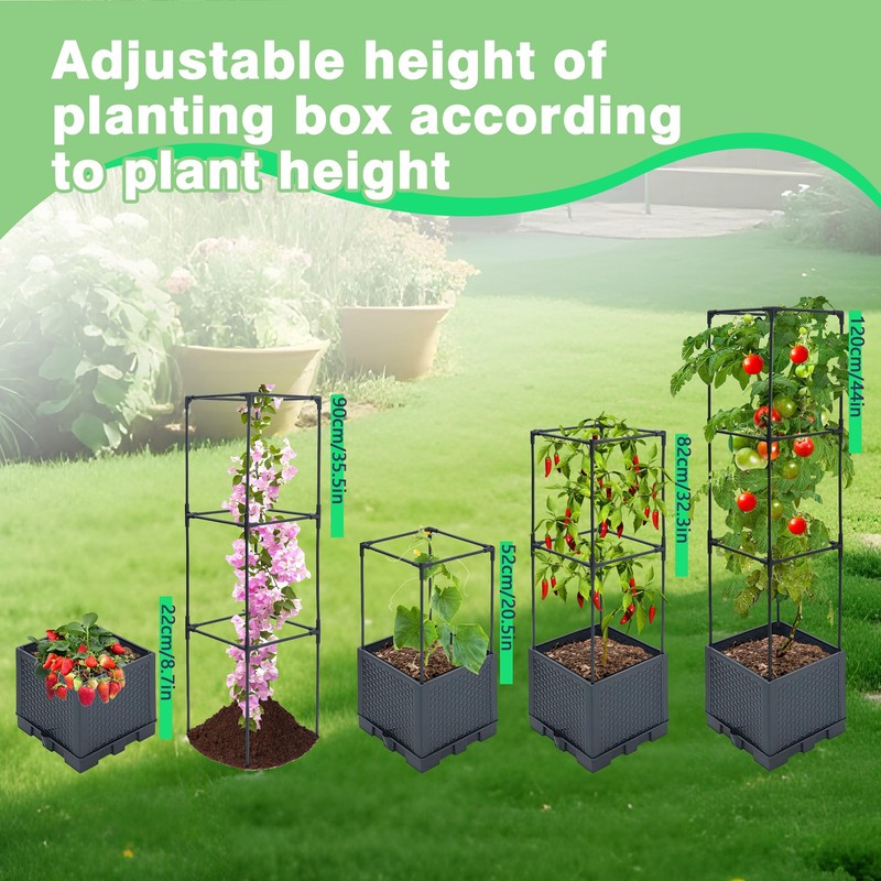 Sumloty 2 Pack Raised Garden Bed Planter Box with Trellis,