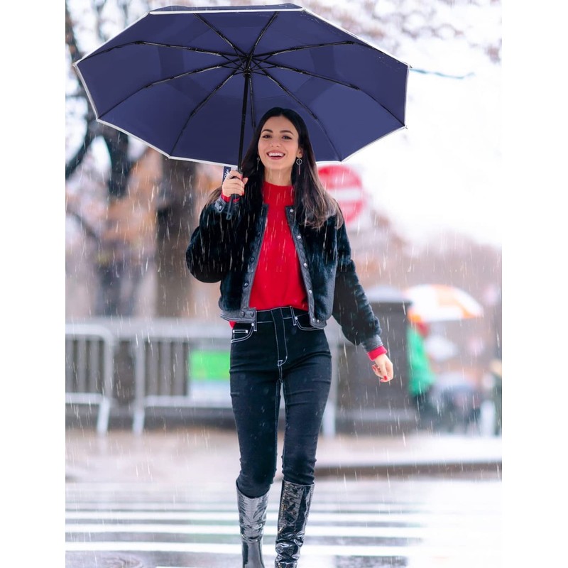 Cilnos Umbrella Windproof Strong, Folding Travel and Compact Umbrella with