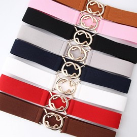 YIWEIYA Women's Elastic Waist Belt, Metal Buckle Skinny Stretchy Waist Belt for Jeans Pants Dresses,Women's Daily Use Stretch Waist Belt