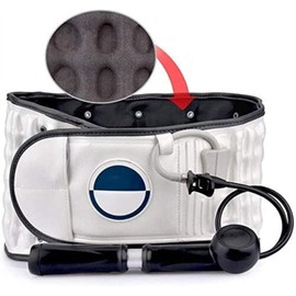 Back Massage Brace Inflatable Traction Device Lower Lumbar Support Back Decompression Belt One Size for 29 Inch to 49 Inch Waist (Color : White)