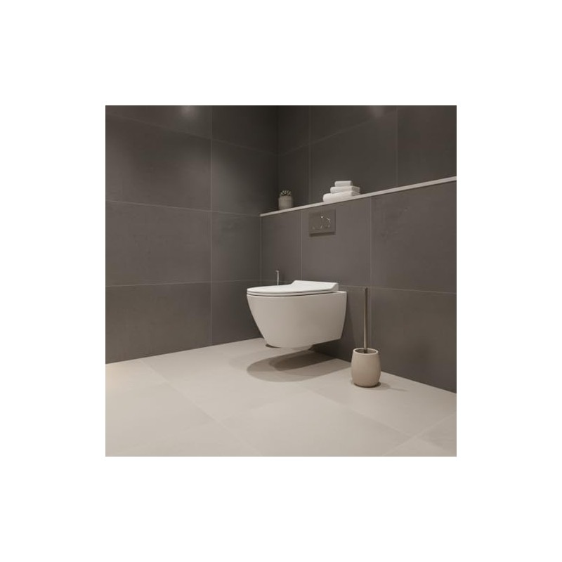 Beige Toilet Brush with Toilet Brush Set for Modern Bathroom