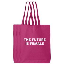 Tees & Tails Future Is Female Canvas Multipurpose Tote Bag Reusable All-Natural Gift Bag With Gusset (3 Count)