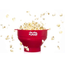 The Original Proper Popper Microwave Popcorn Popper, Silicone Popcorn Maker, Collapsible Bowl BPA Free & Dishwasher Safe - (Red)
