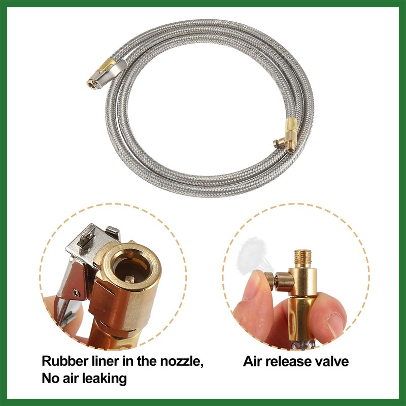 Motoforti 150cm 59" Car Tire Air Inflator Hose Adapter Quick