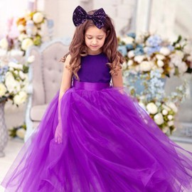 KISZU Large 5 Inch Glitter Hair Bows Clips, Sparkling Sequin Big Bow HairPins for Baby Girls Children Teens and Women (Purple)