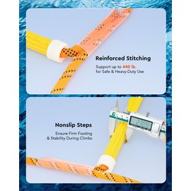 CO-Z Boat Rope Ladder, Boat Ladder 440Lbs Strength, Reinforced Polyester Line, Pontoon Boat Ladder for Inflatable Boat, Kayak, Motorboat, Canoeing (3 Step)