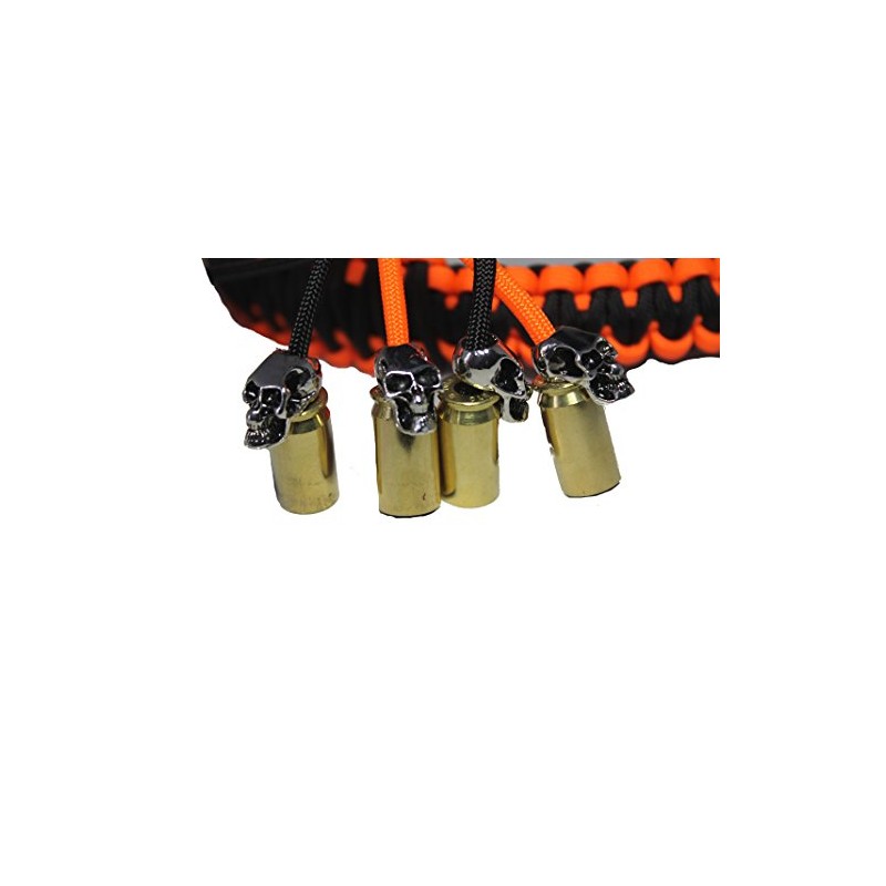 Biker Whip 36" Black and Orange Silver Punisher Skulls .45