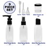 Netagon 9 Piece Travel Bottle Set Leak Proof Clear Toiletries