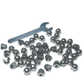 ZDingTech 50pcs #8-32 Acorn Cap Nuts,8-32 Cap Nuts,Acorn Hex Cap Dome Head Nuts,Dome Nuts,304 Stainless Steel Acorn Nuts,Hardware Nuts,18-8,Bright Finish with Open End Wrench