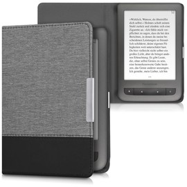 kwmobile Case Compatible with Pocketbook Touch Lux 3/Basic Lux/Basic Touch 2 - Canvas eReader Protective Cover Case - Grey Black
