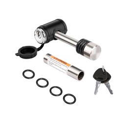 METOWARE Swivel Head Trailer Hitch Receiver Lock, Stainless Steel, 1/2" Diameter Pin Lock with 5/8" Adapter, 2-3/4" Pin Fits 2" Receiver, Class III & IV