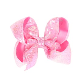 Xansema 5 Inches Sequins Large Bows Alligator Hair Clip Hair Barrettes Accessories for Women Teens Girls Kids (Pink)