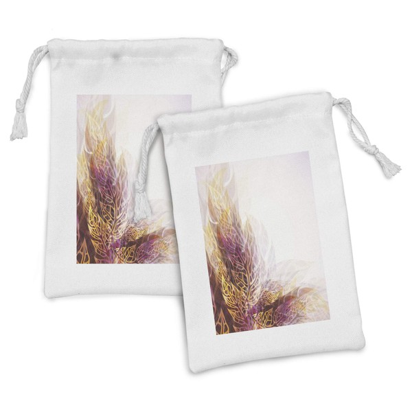 Ambesonne Modern Art Fabric Pouch Set of 2, Psychedelic Floral
