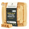 Bamboo Cutting Board Set Non Slip Feet with Holder Over