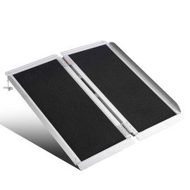 DHLXH 2FT Aluminum Wheelchair Ramp, Portable Folding Threshold Ramp, 800 lbs Capacity, Non-Slip Surface