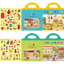 GUYUCOM 2 Pack Wiederverwendbares 3D-Stickerbuch für Kinder, Tragbar, Wasserdicht, Geeignet für Jungen und Mädchen ab 2 Jahren,Kinder Geschenk Spielzeug für 2 3 4 5 6 Jahre