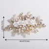Lenjicons White Flower Leaf Hair Comb Golden Leaf Rhinestone Pearls