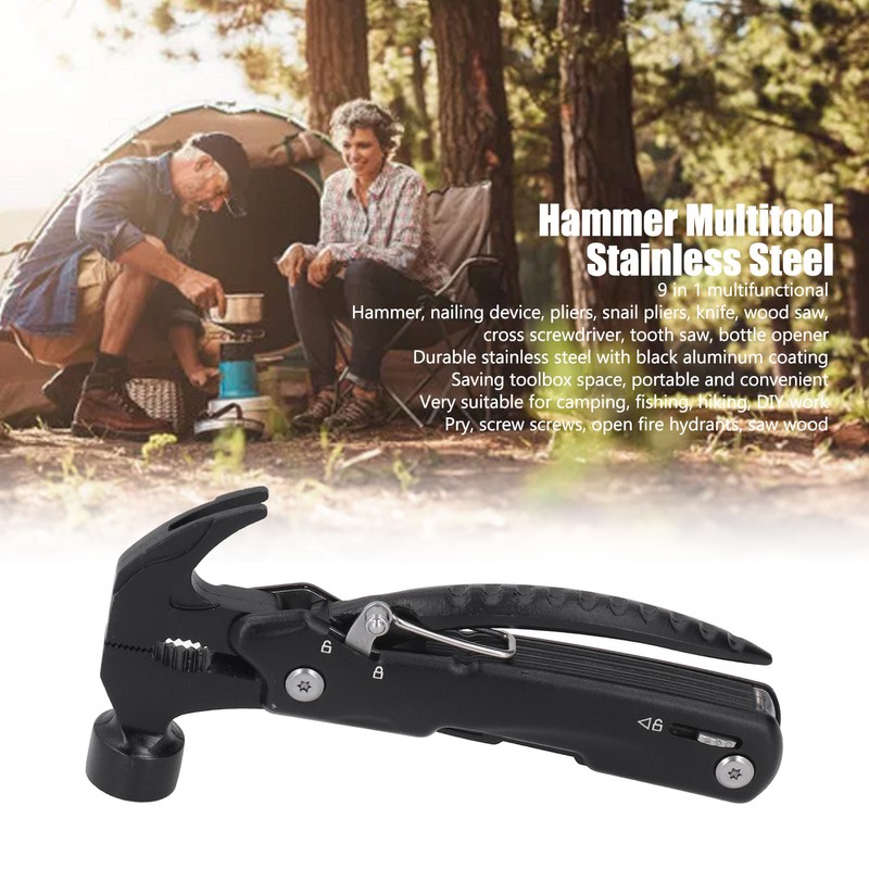 Hammer Multitool 9 in 1 Portable Mini Stainless Steel Survival
