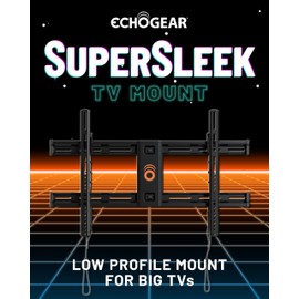 ECHOGEAR Heavy Duty TV Wall Mount Bracket for TVs Up to 90" - Low Profile Design Holds TV Only 2.25" from Wall - Fast Install with Template & Level After Mounting - Pull Strings for Cable Access