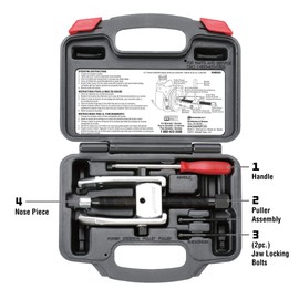 Powerbuilt Power Steering Pulley Remover Tool Set, Jaws Lock for Easy Removal, Storage Case - 648644