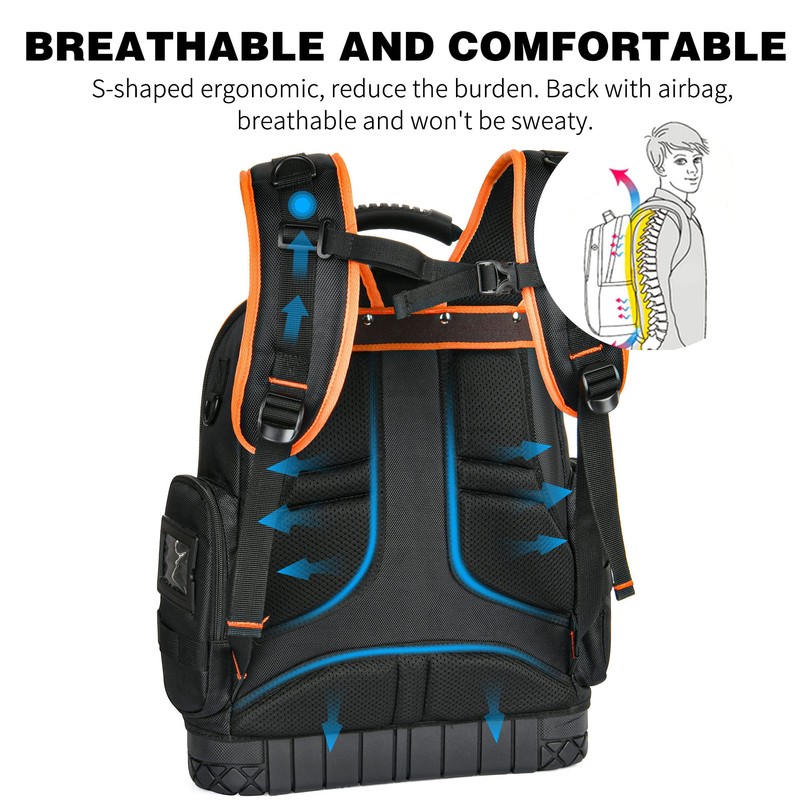 Backpack Tool Bag Heavy Duty, Electrician Tool Backpacks for Men