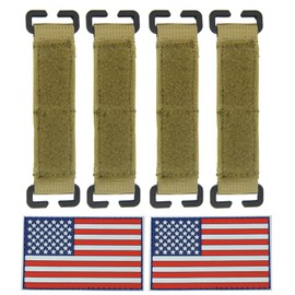 Molle Patch Hook and Loop Tactical Patches Panel Display Molle Accessories Molle Strips Attachment for Badges Insignia Include PVC Patch (4 pcs Brown Include Elastic)